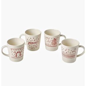 Set Of 4 ED Ellen Degeneres By Royal Doulton Christmas Holiday Mugs. NIB